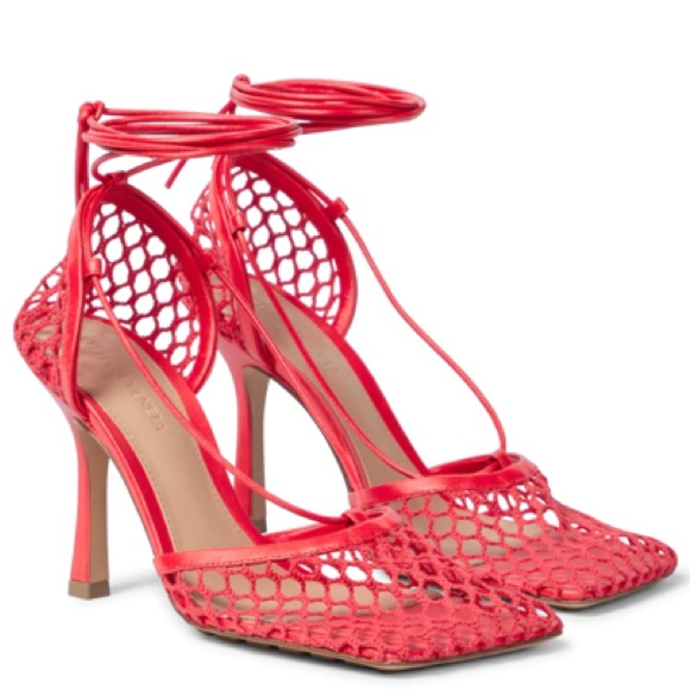 Bottega Veneta Red Mesh Heels